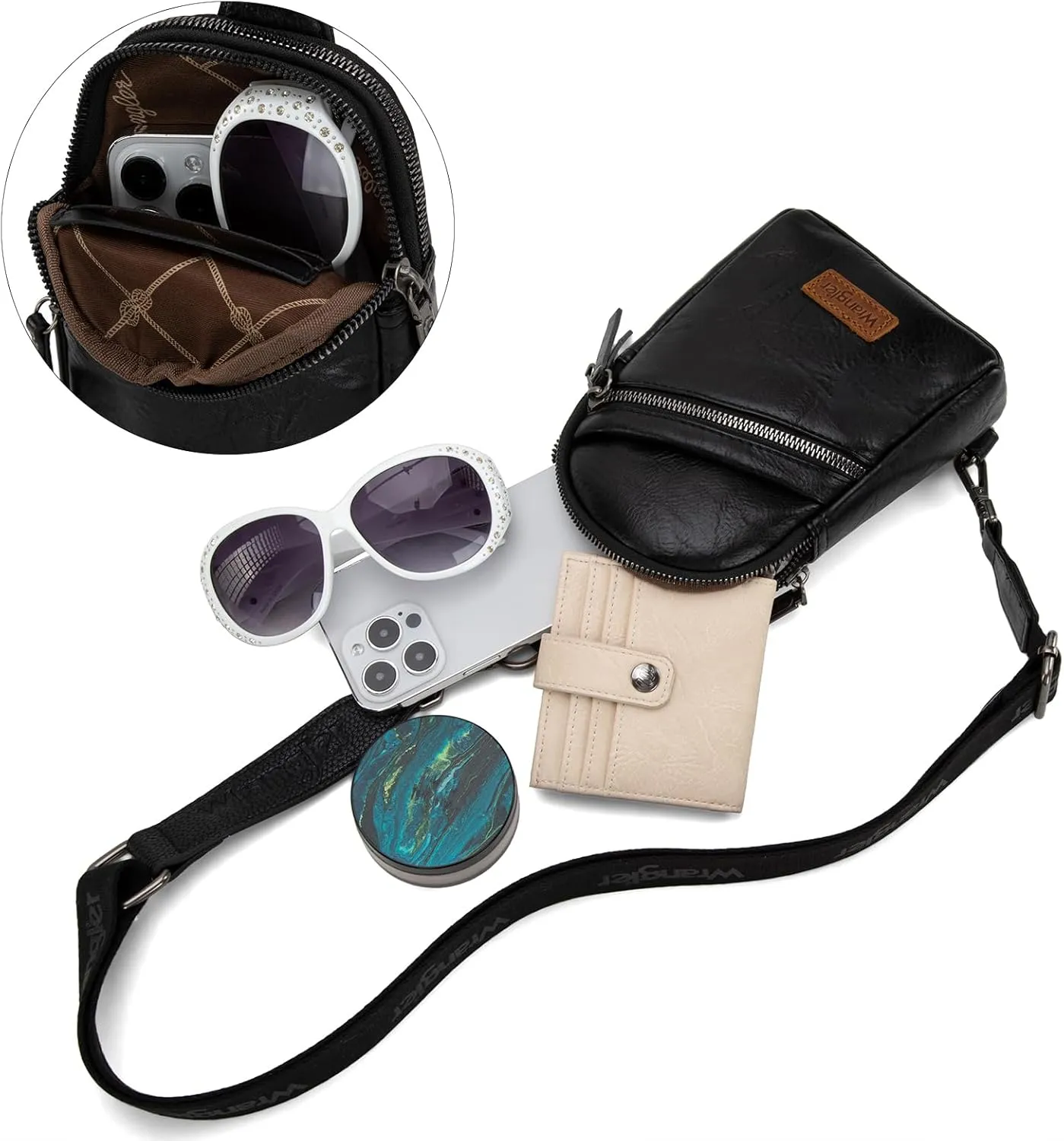 Wrangler Small Crossbody Sling Bags for Women Fanny Packs Chest Bag for Travel - Mother Day Gift
