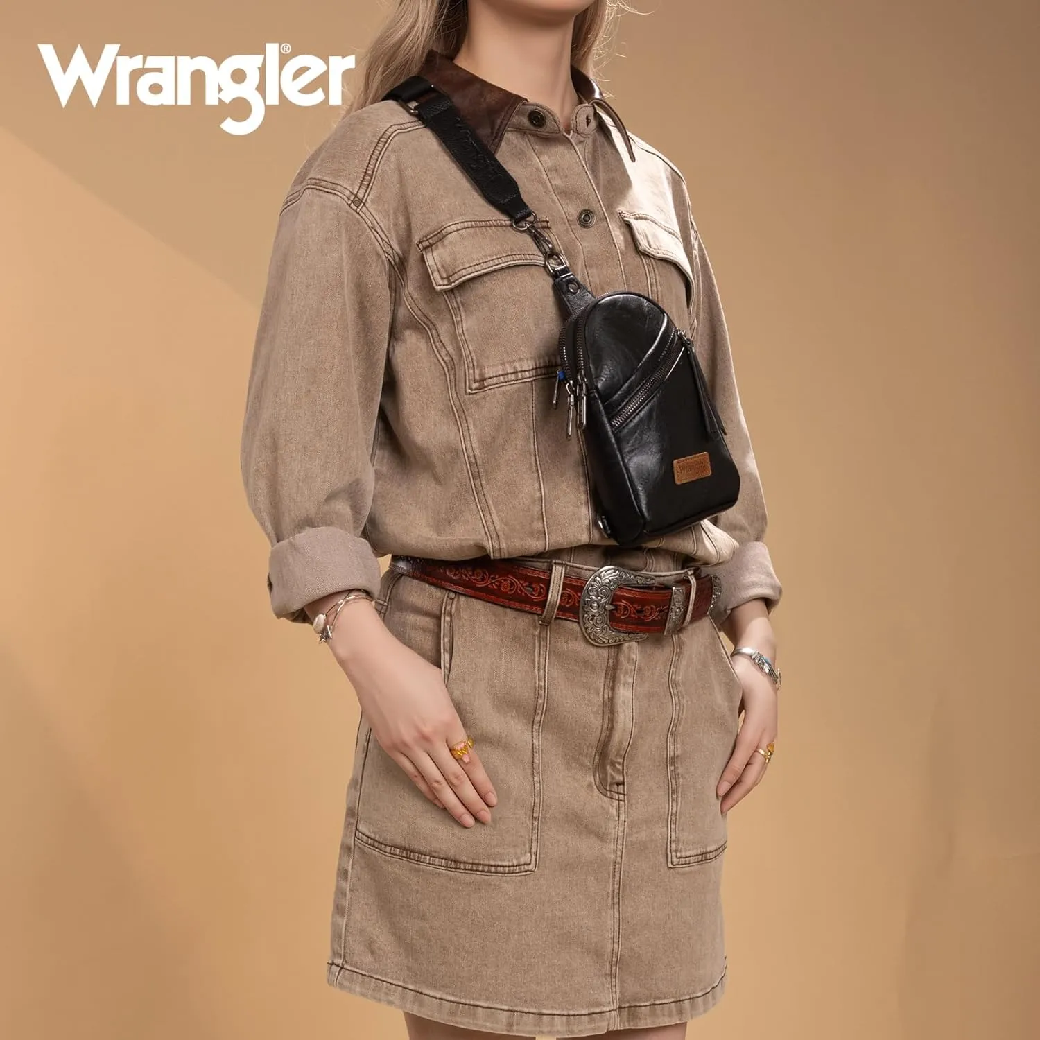 Wrangler Small Crossbody Sling Bags for Women Fanny Packs Chest Bag for Travel - Mother Day Gift