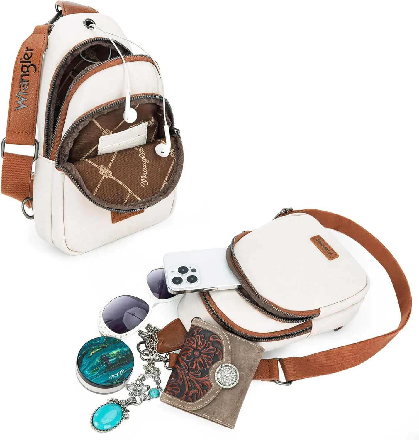 Wrangler Small Crossbody Sling Bags for Women Fanny Packs Chest Bag for Travel - Mother Day Gift