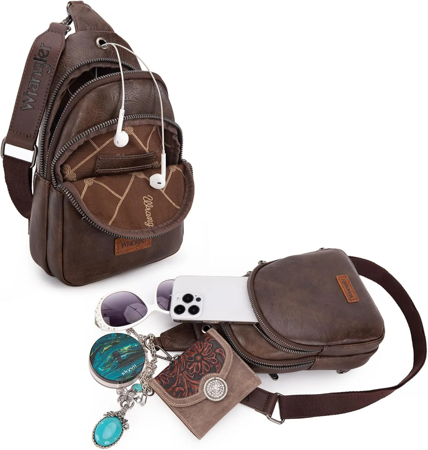 Wrangler Small Crossbody Sling Bags for Women Fanny Packs Chest Bag for Travel - Mother Day Gift