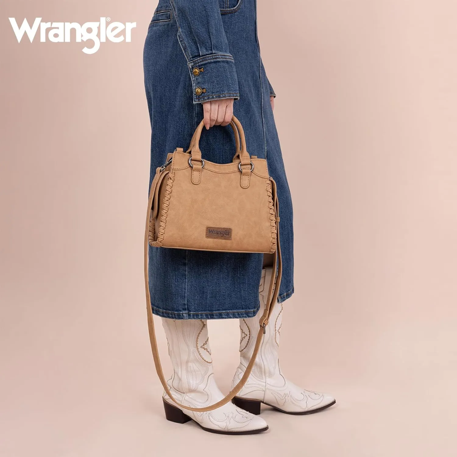 Wrangler Top Handle Bag for Women Woven Satchel Handbag