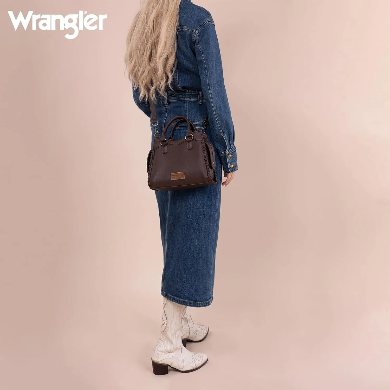 Wrangler Top Handle Bag for Women Woven Satchel Handbag