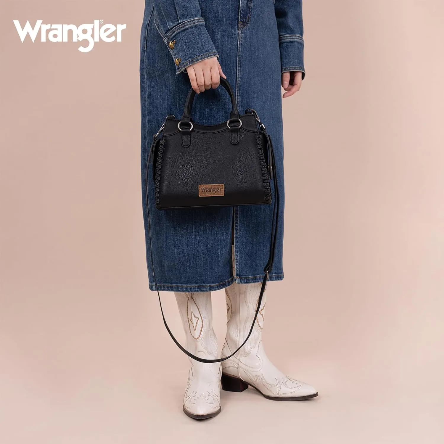 Wrangler Top Handle Bag for Women Woven Satchel Handbag