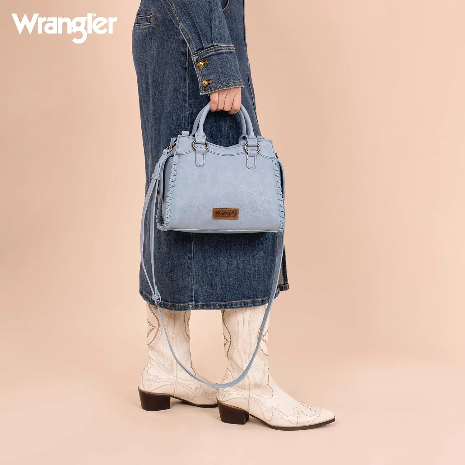 Wrangler Top Handle Bag for Women Woven Satchel Handbag