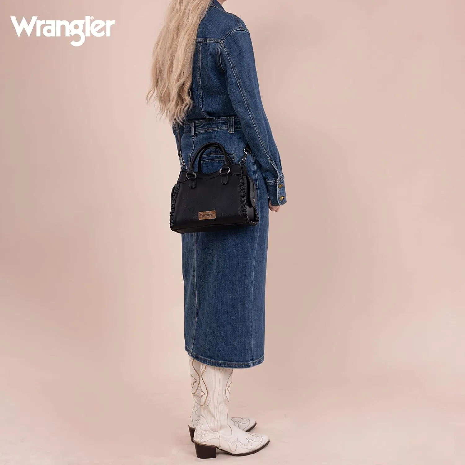 Wrangler Top Handle Bag for Women Woven Satchel Handbag