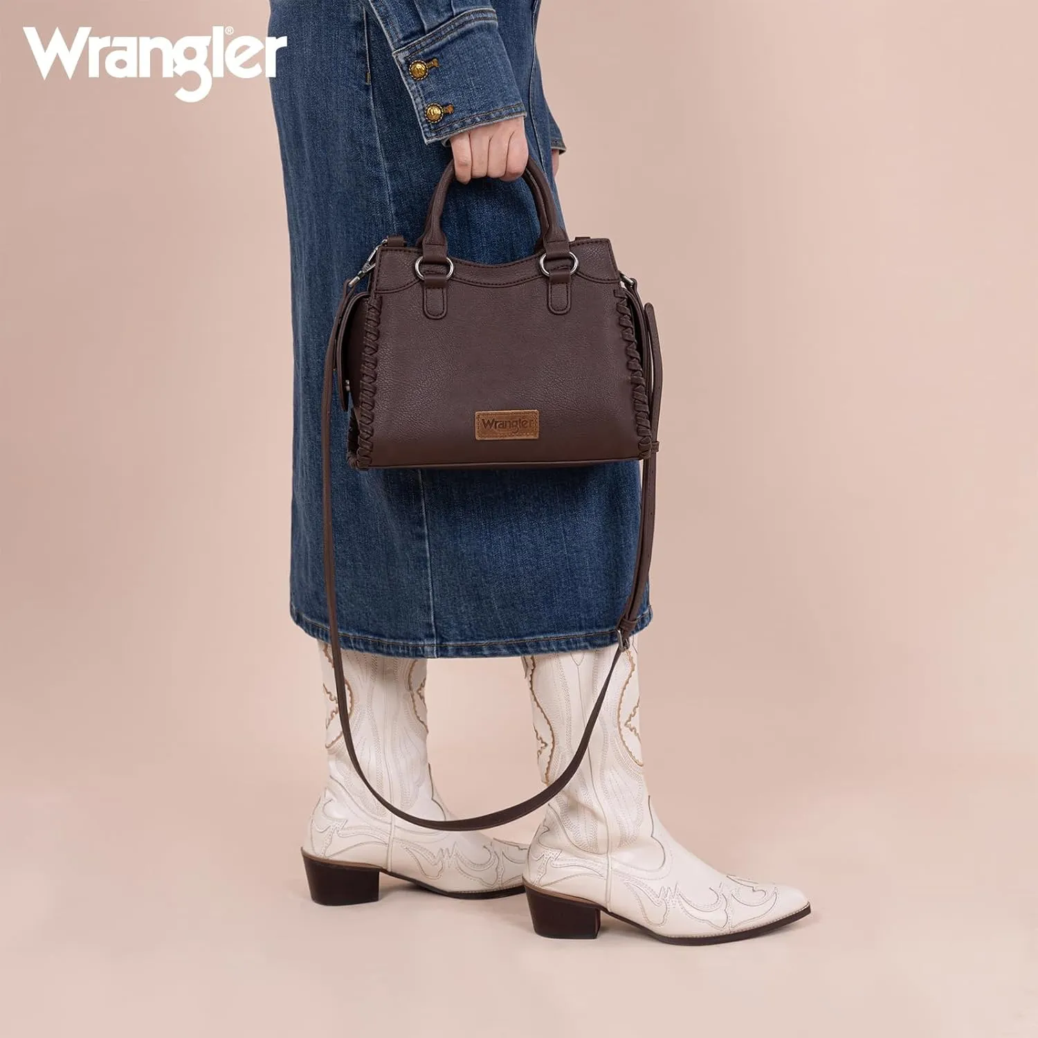 Wrangler Top Handle Bag for Women Woven Satchel Handbag
