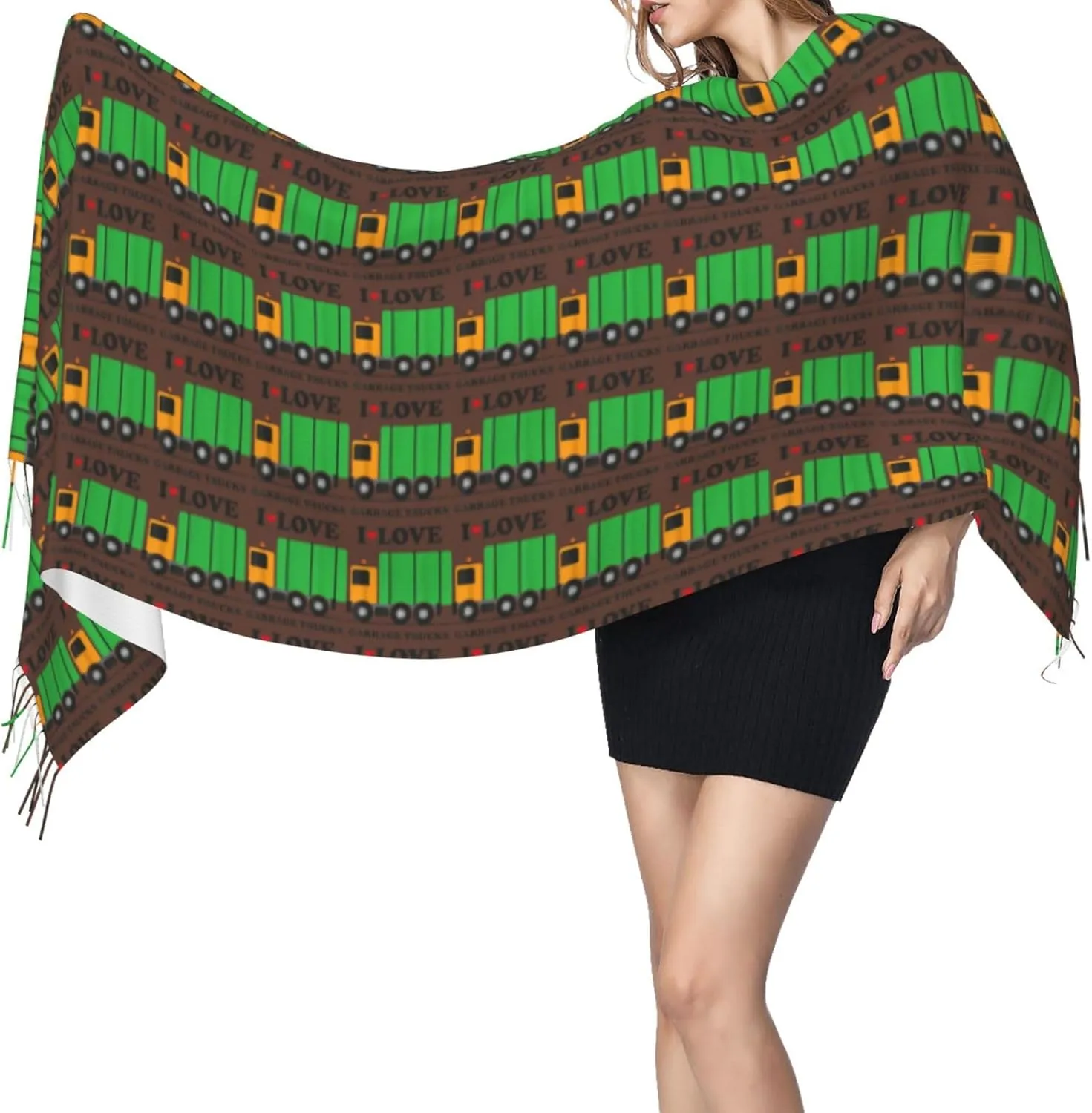 WURTON Black Floral Skull Print Cozy Soft Tassel Scarf Women'S Stylish Shawl Scarf Stay Chic Warm In Fall Winter