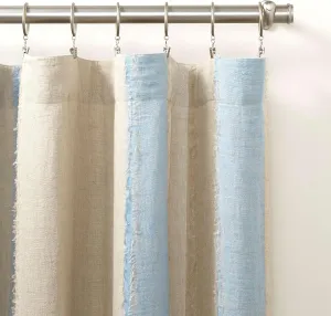x Kit Kemp Moon Hills Linen Lapis Curtain Panel, 84" Size, Blue Stripe Pattern