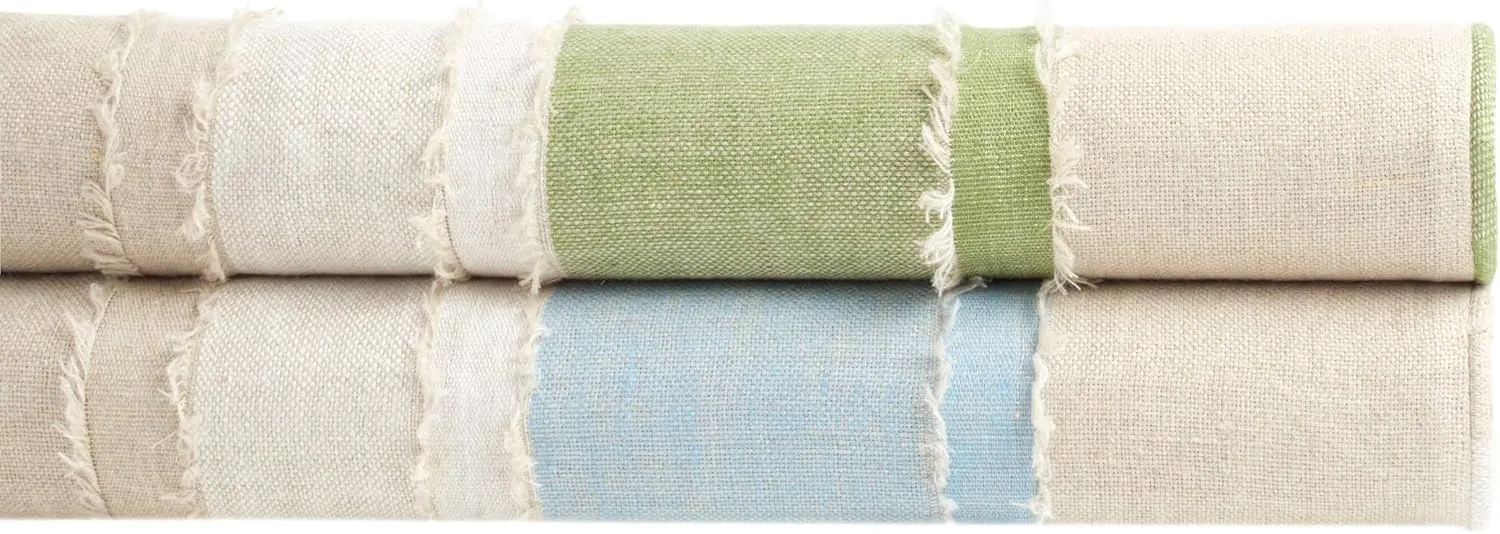 x Kit Kemp Moon Hills Linen Lapis Curtain Panel, 84" Size, Blue Stripe Pattern