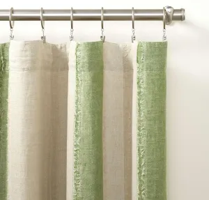 x Kit Kemp Moon Hills Linen Olive Curtain Panel, 84" Size, Green Stripe Pattern