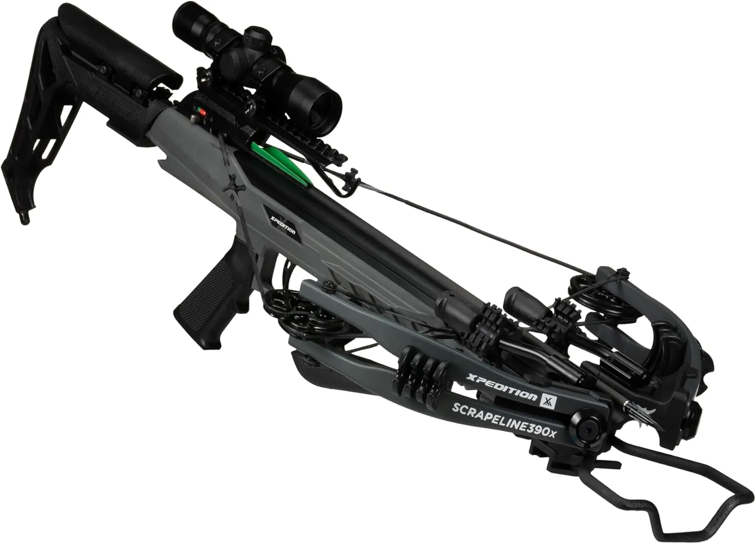 Xpedition Archery Scrapeline 390X Crossbow, 6.7LB 390 Feet Per Second Compound Crossbow Package with 4X32 Scope