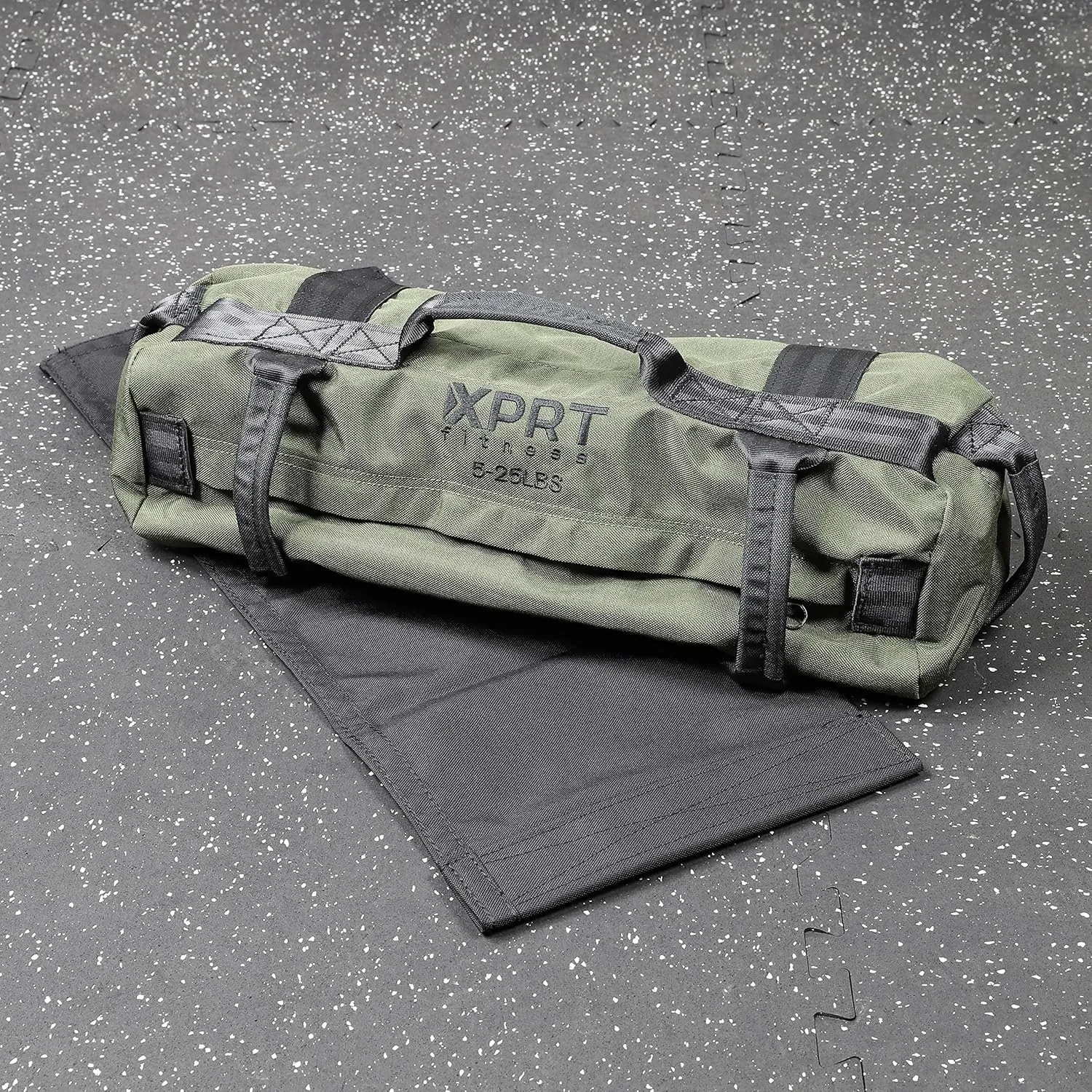 XPRT Fitness Workout Sandbag for Heavy Duty Workout Cross Training 7 Multi-positional Handles - Color Army Green/Black/Camo