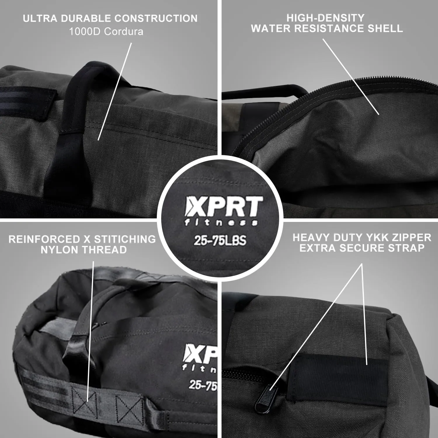 XPRT Fitness Workout Sandbag for Heavy Duty Workout Cross Training 7 Multi-positional Handles - Color Army Green/Black/Camo