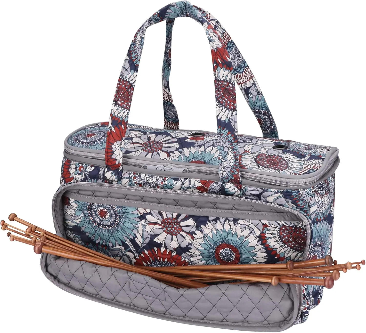 Yarn Bag-Large Size-Yarn Storage Organizer with Grommets-Portable Crochet Bag for Yarn Skeins-Crochet Hooks-Knitting Needles -Other Accessories (Sunflower)