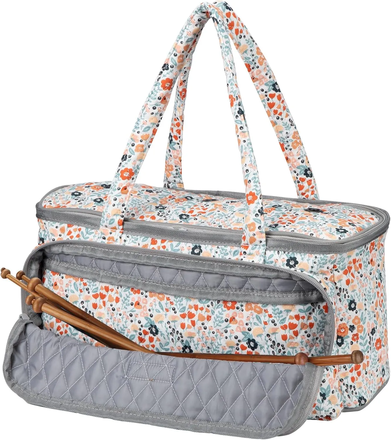 Yarn Bag-Yarn Storage Organizer with Grommets-Portable Crochet Bag for Yarn Skeins-Crochet Hooks-Knitting Needles -Other Accessories (Daisy)