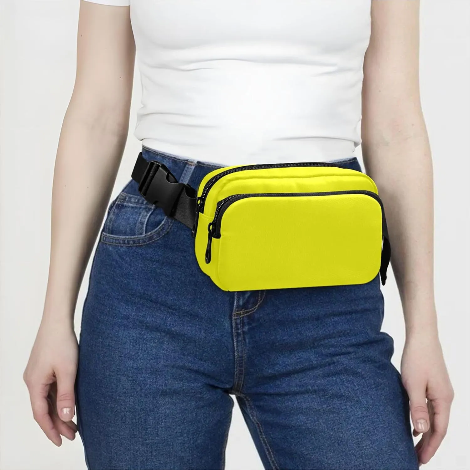 Yellow Bright Fanny Packs for Women Hip Pouch Belt Bag Waterproof Cartoon Crossbody Waist Purse