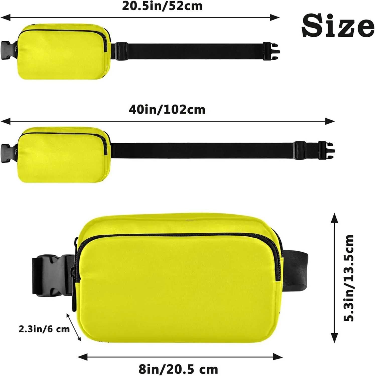 Yellow Bright Fanny Packs for Women Hip Pouch Belt Bag Waterproof Cartoon Crossbody Waist Purse