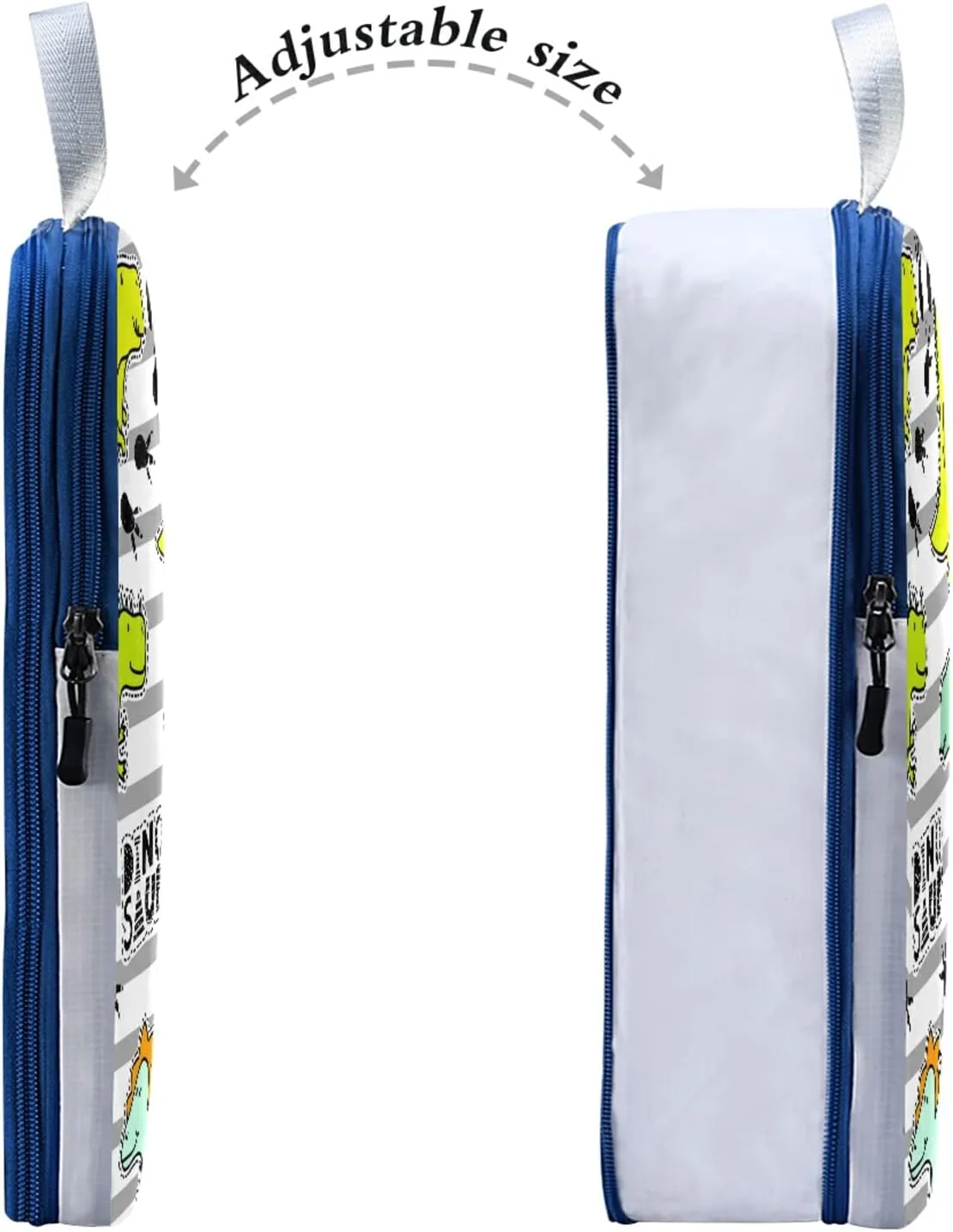 Yellow Green Turquoise Dinosaurs Black Paws on Grey Stripes 3 Set Packing Cubes, Travel Packing Organizers for Suitcases, Waterproof Check Oxford Toiletry Compression Luggage Storage Bag