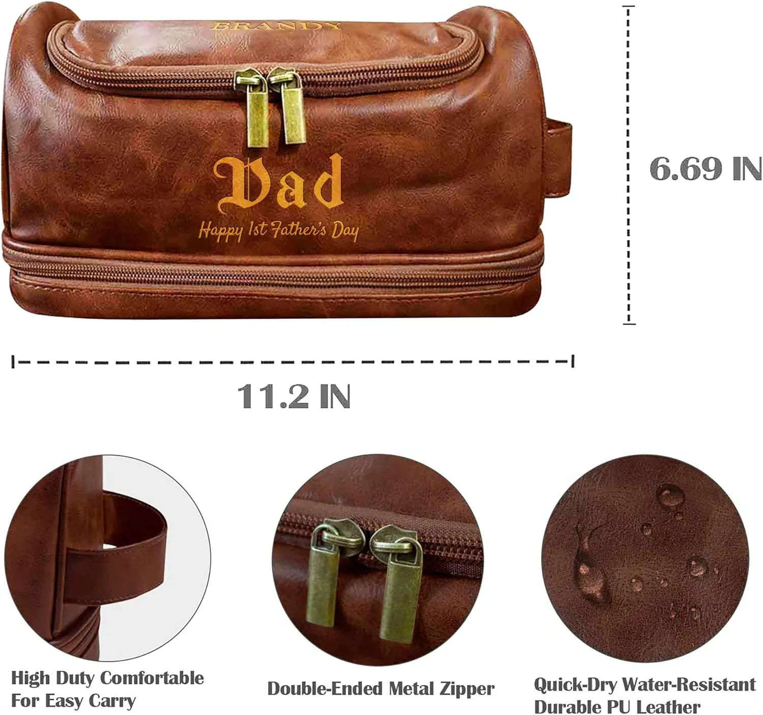 YESCUSTOM Custom Toiletry Bag for Men, Personalized Leather Toiletry Travel Bag, Customized Men Shaving Bag, Gifts for Groomsmen, Boyfriend, Husban, Dad, Birthday, Father's Day, Wedding, Anniversary