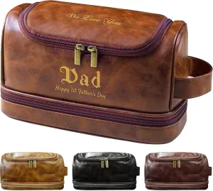 YESCUSTOM Custom Toiletry Bag for Men, Personalized Leather Toiletry Travel Bag, Customized Men Shaving Bag, Gifts for Groomsmen, Boyfriend, Husban, Dad, Birthday, Father's Day, Wedding, Anniversary