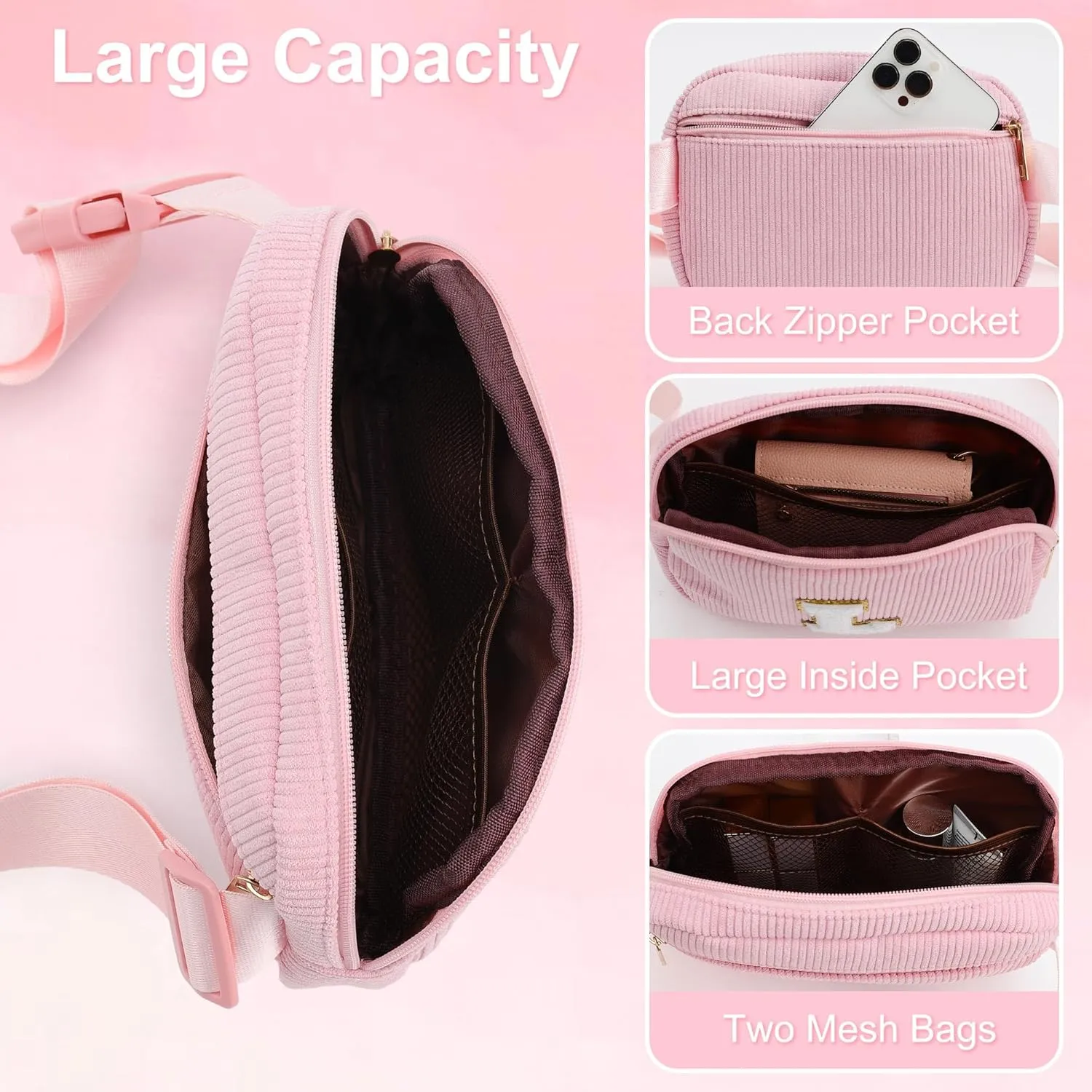 YOOLIFE Gifts for Teen Girls Kids - Initial Fanny Packs for Kid Girls, Small Crossbody Bag, Gifts for Sister Daughter Fanny Packs Purple Initial Crossbody Belt Bag Waist Packs for Kid Girl (Purple A)