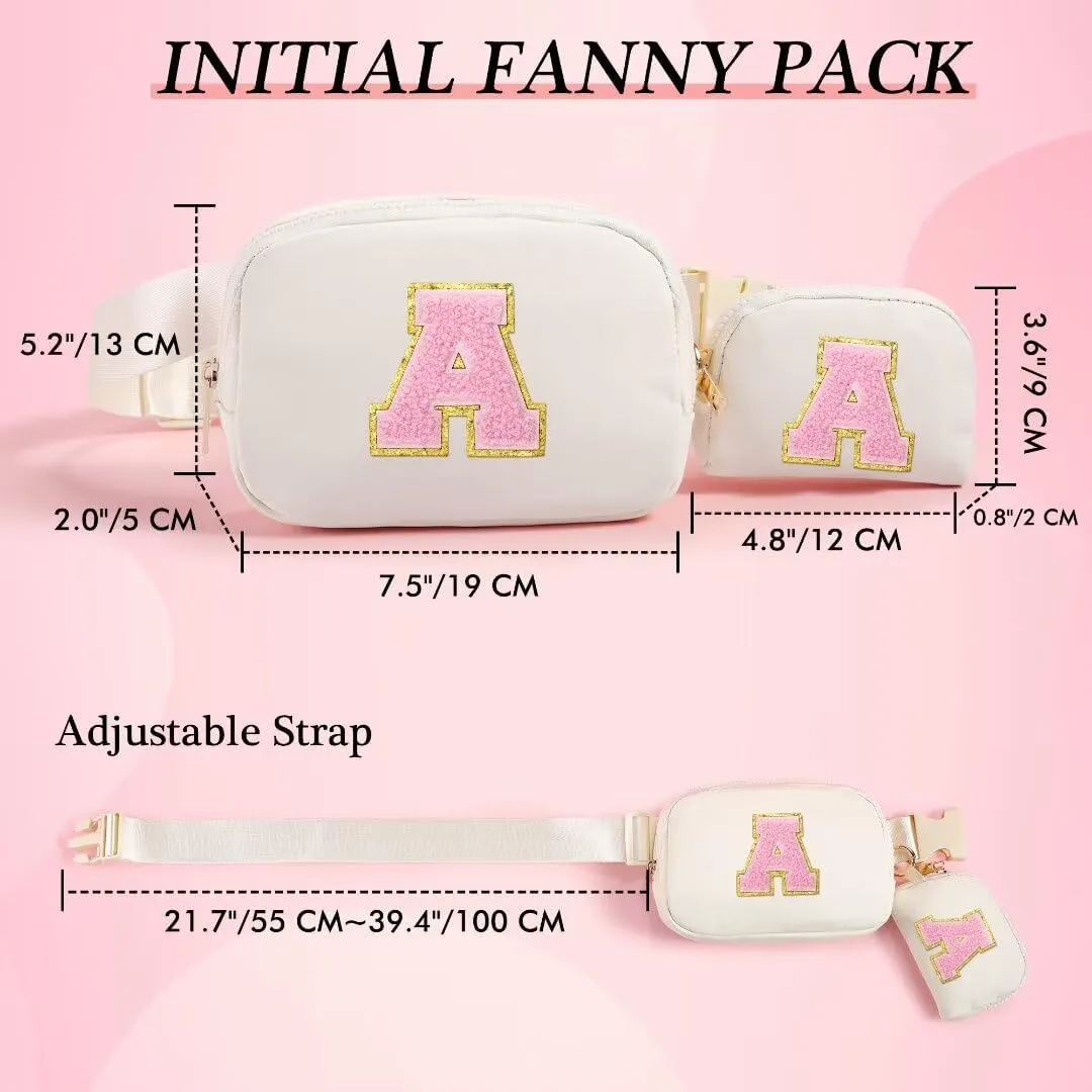 YOOLIFE Initial Crossbody Bag for Girls - Monogrammed Fanny Pack Belt Bag Purse for Teens, Women - Gifts for Daughter, Sister, Kids - Pink K