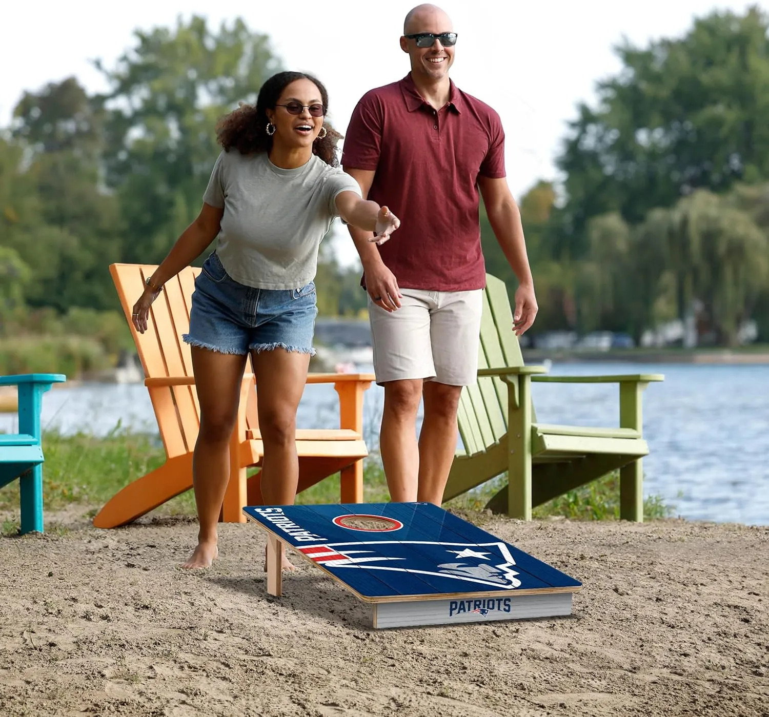 YouTheFan NFL 2’ x 3’ Wood Cornhole Game with Logo Bags