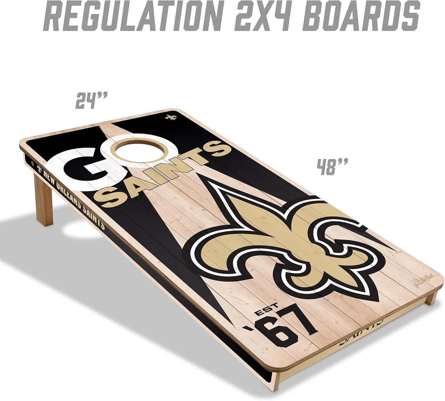 YouTheFan NFL 2’ x 4’ Professional Wood Cornhole Game with Logo Bags