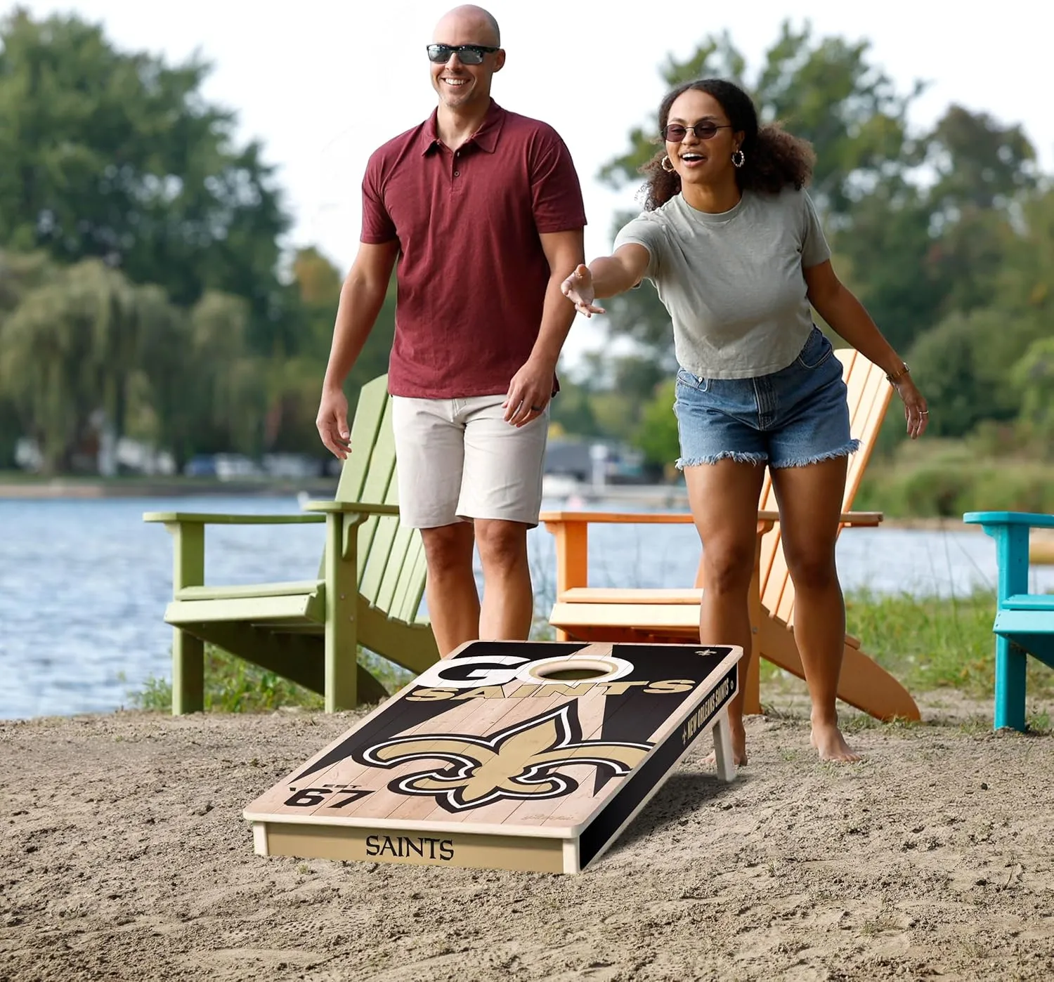 YouTheFan NFL 2’ x 4’ Professional Wood Cornhole Game with Logo Bags