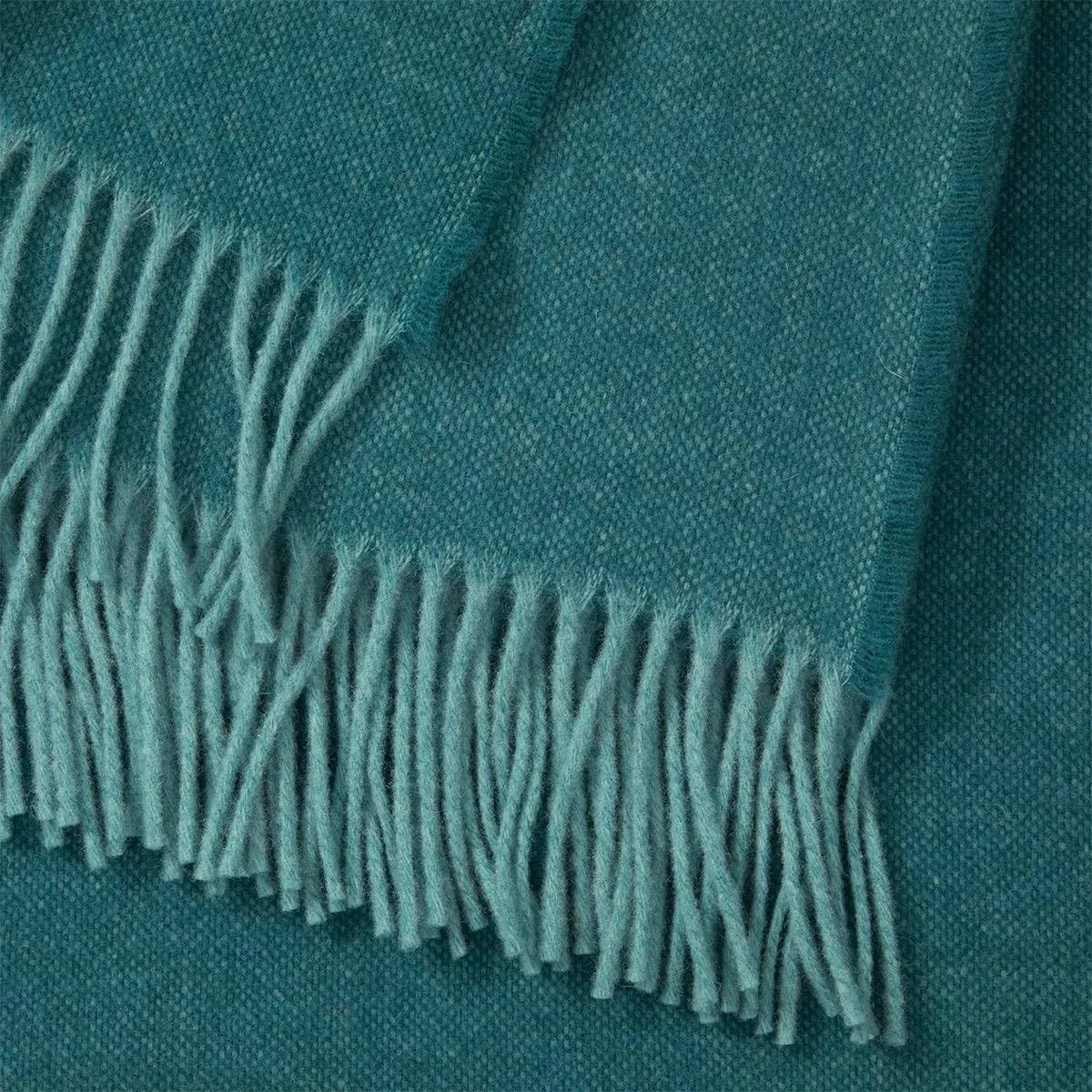 Yves Delorme Club Paon (Deep Teal) Throw - Wool - Durable, Warm and Cozy Luxury Throw Blanket