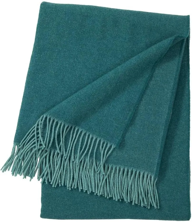 Yves Delorme Club Paon (Deep Teal) Throw - Wool - Durable, Warm and Cozy Luxury Throw Blanket