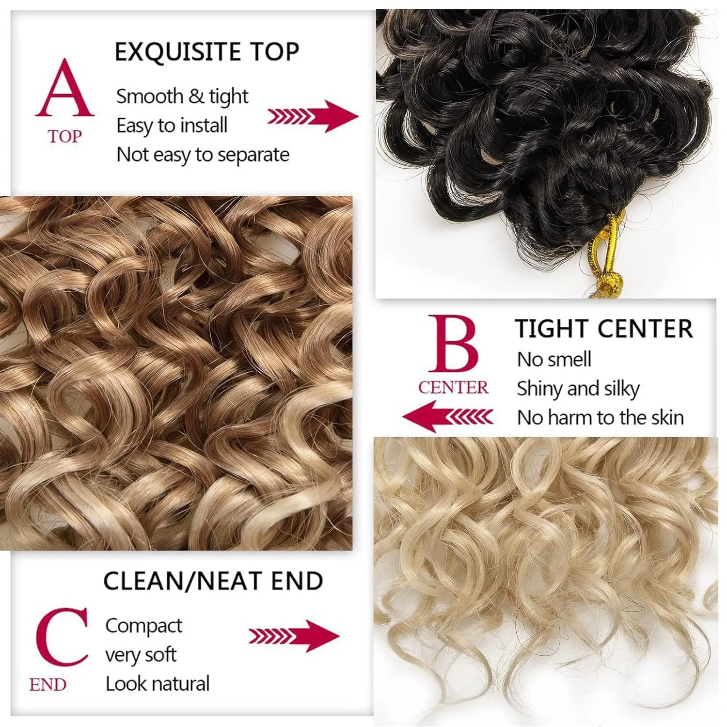 YXCHERISHAIR 8 Packs Curly Crochet Hair GoGo Curl Crochet hair for Women Deep Wave Braiding hair,Synthetic Bohemian Crochet Braid Water Wave Crochet hair Extensions(1B/27/613, 12inch)