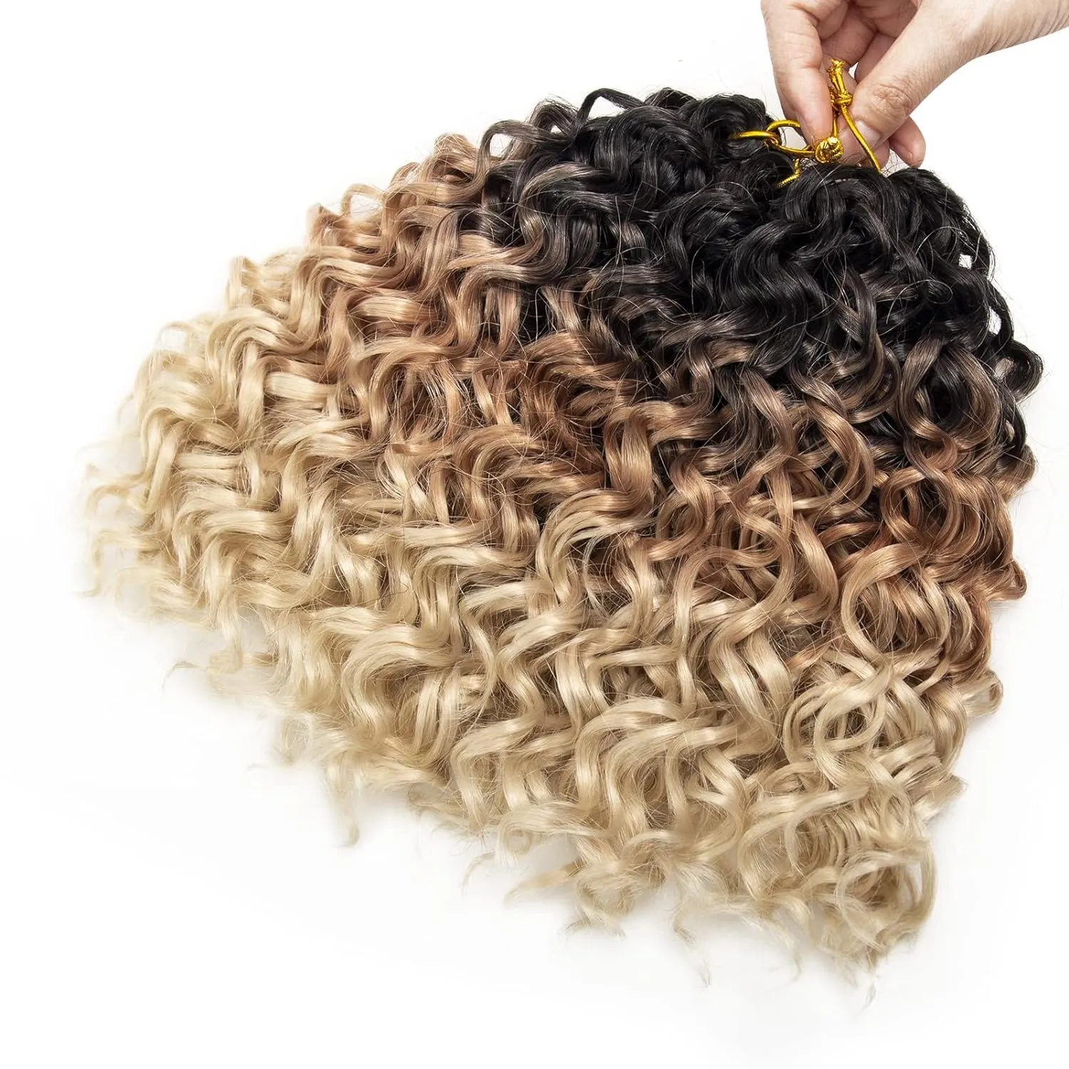 YXCHERISHAIR 8 Packs Curly Crochet Hair GoGo Curl Crochet hair for Women Deep Wave Braiding hair,Synthetic Bohemian Crochet Braid Water Wave Crochet hair Extensions(1B/27/613, 12inch)