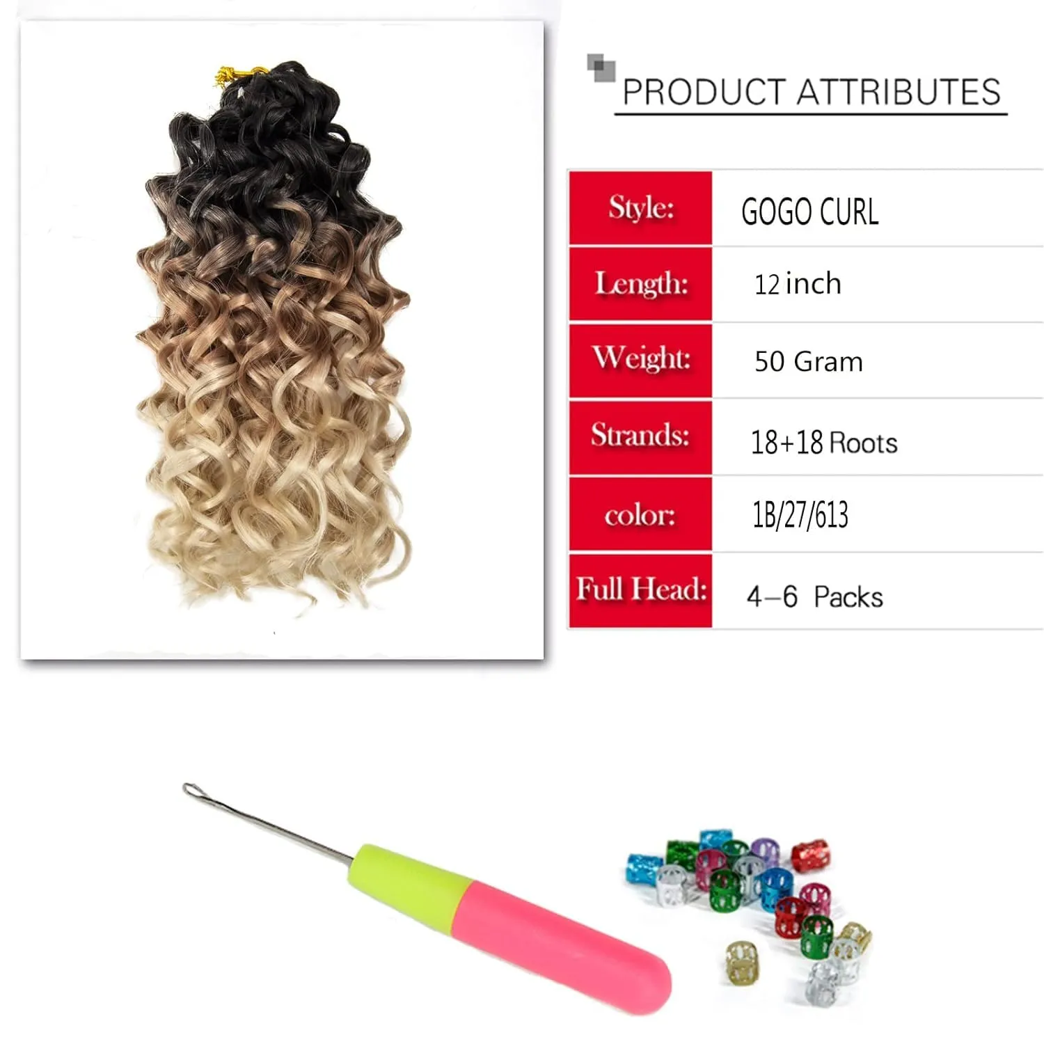 YXCHERISHAIR 8 Packs Curly Crochet Hair GoGo Curl Crochet hair for Women Deep Wave Braiding hair,Synthetic Bohemian Crochet Braid Water Wave Crochet hair Extensions(1B/27/613, 12inch)