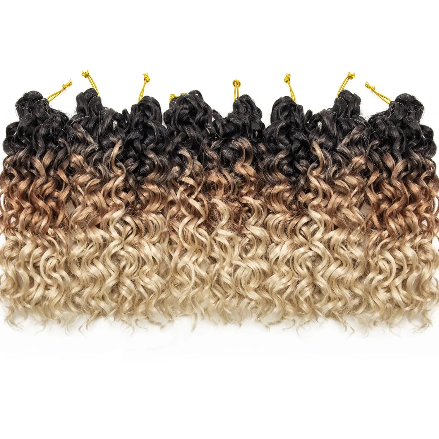 YXCHERISHAIR 8 Packs Curly Crochet Hair GoGo Curl Crochet hair for Women Deep Wave Braiding hair,Synthetic Bohemian Crochet Braid Water Wave Crochet hair Extensions(1B/27/613, 12inch)