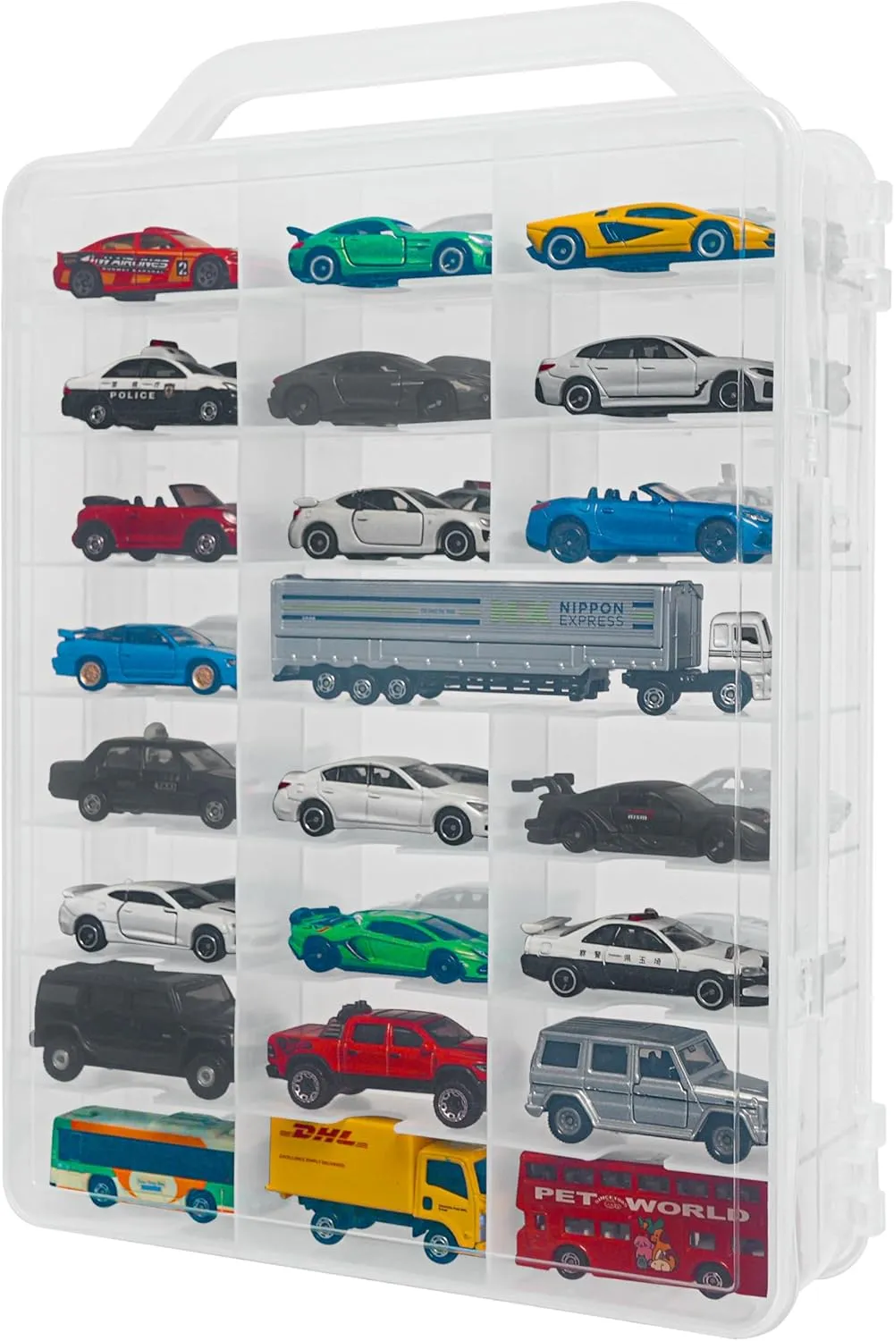 YYDS 48-Car Storage Case with Handle,Double Sided Storage Case for Toy Cars, Matchbox Cars,1:64 Scale Toy Model Cars，Toy Car Storage Organizer Case Compatible with Hot Wheels,CASE ONLY