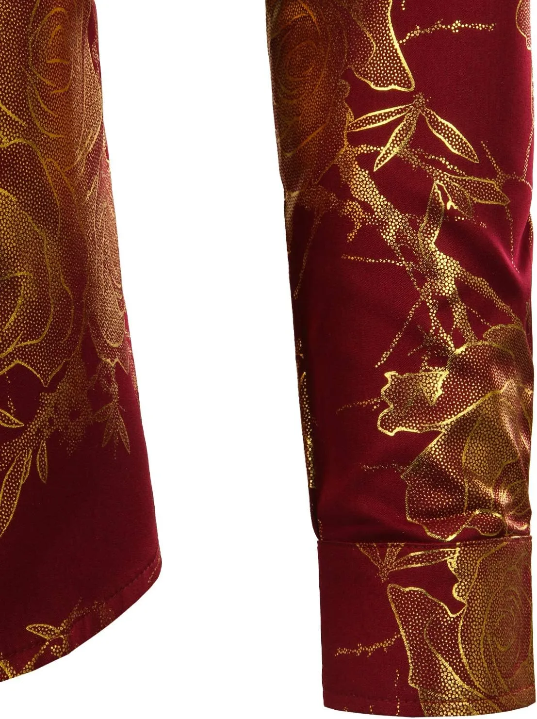 ZEROYAA Mens Hipster 3D Golden Rose Floral Printed Slim Fit Long Sleeve Button Down Dress Shirts