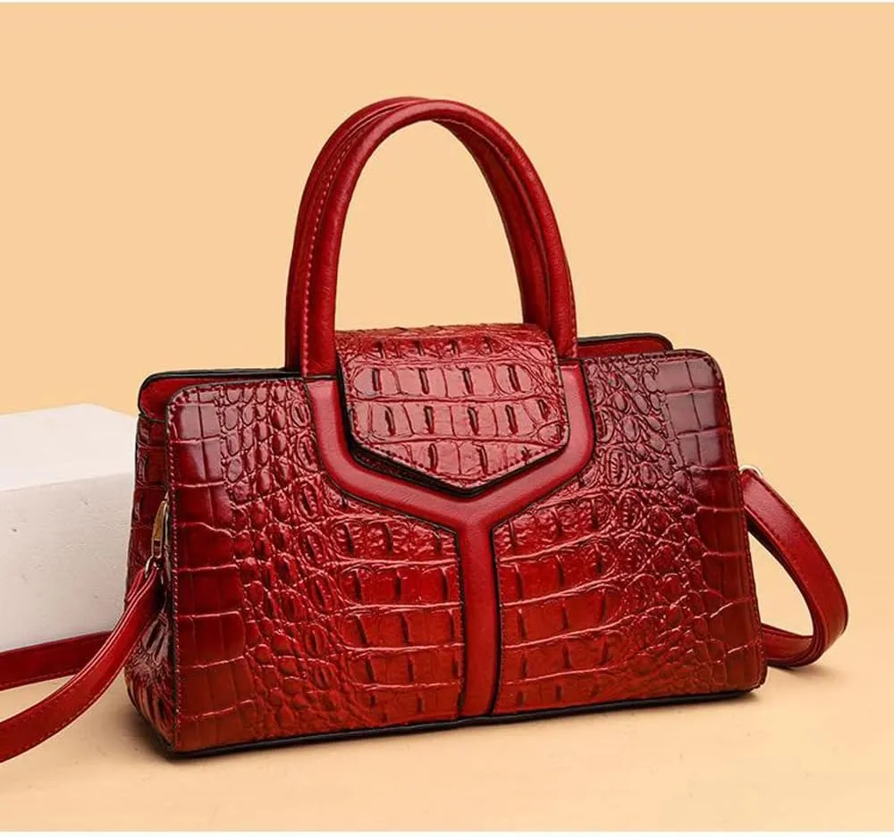 ZiMing Top Handle Handbags Women Purse Crocodile Pattern Faux Leather Tote Bags Satchel Bags Zipper&Flap Handbag Shoulder Bag