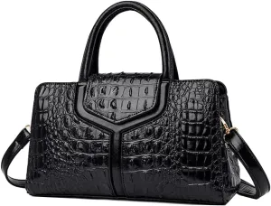 ZiMing Top Handle Handbags Women Purse Crocodile Pattern Faux Leather Tote Bags Satchel Bags Zipper&Flap Handbag Shoulder Bag