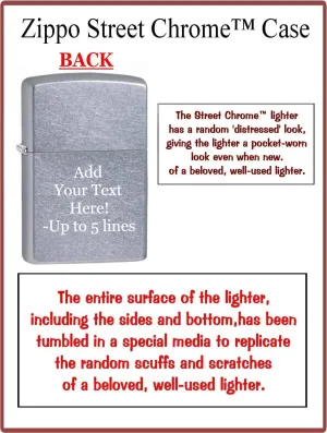 Zippo Lighter-Personalized Custom Message Engraved on Backside Cowboy Hat and Rope Street Chrome Windproof Lighter Z5394