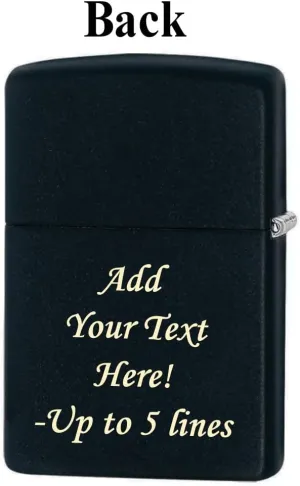 Zippo Lighter-Personalized Custom Message Engraved on Backside Pool Table and Balls Black Matte Windproof Lighter #Z5477