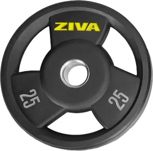 ZIVA Olympic Weight Plate – Premium Urethane-Coated Grip Disc with 2" Stainless Steel Insert and 3-Position Handle – Sold Individually (2.5–45 lb) Does not fit Standard Studio Barbell