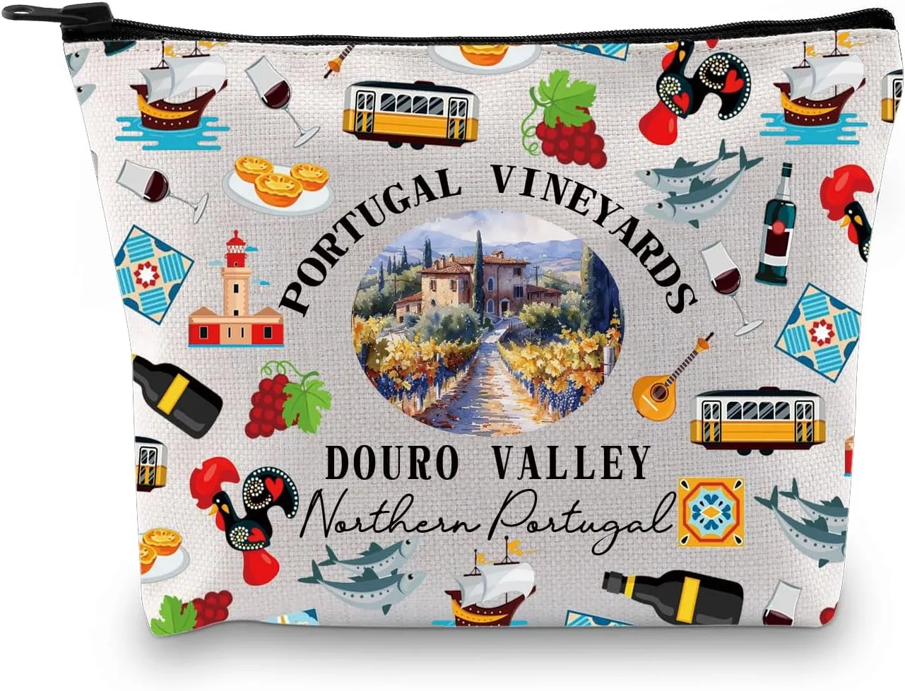 Zuo Bao Portugal Gift Douro Valley Gift Vineyard Cosmetic Bag Portugal Porto Wine Travel Scenic Wine Country Gift Portugal Vacation (PORTUGAL)